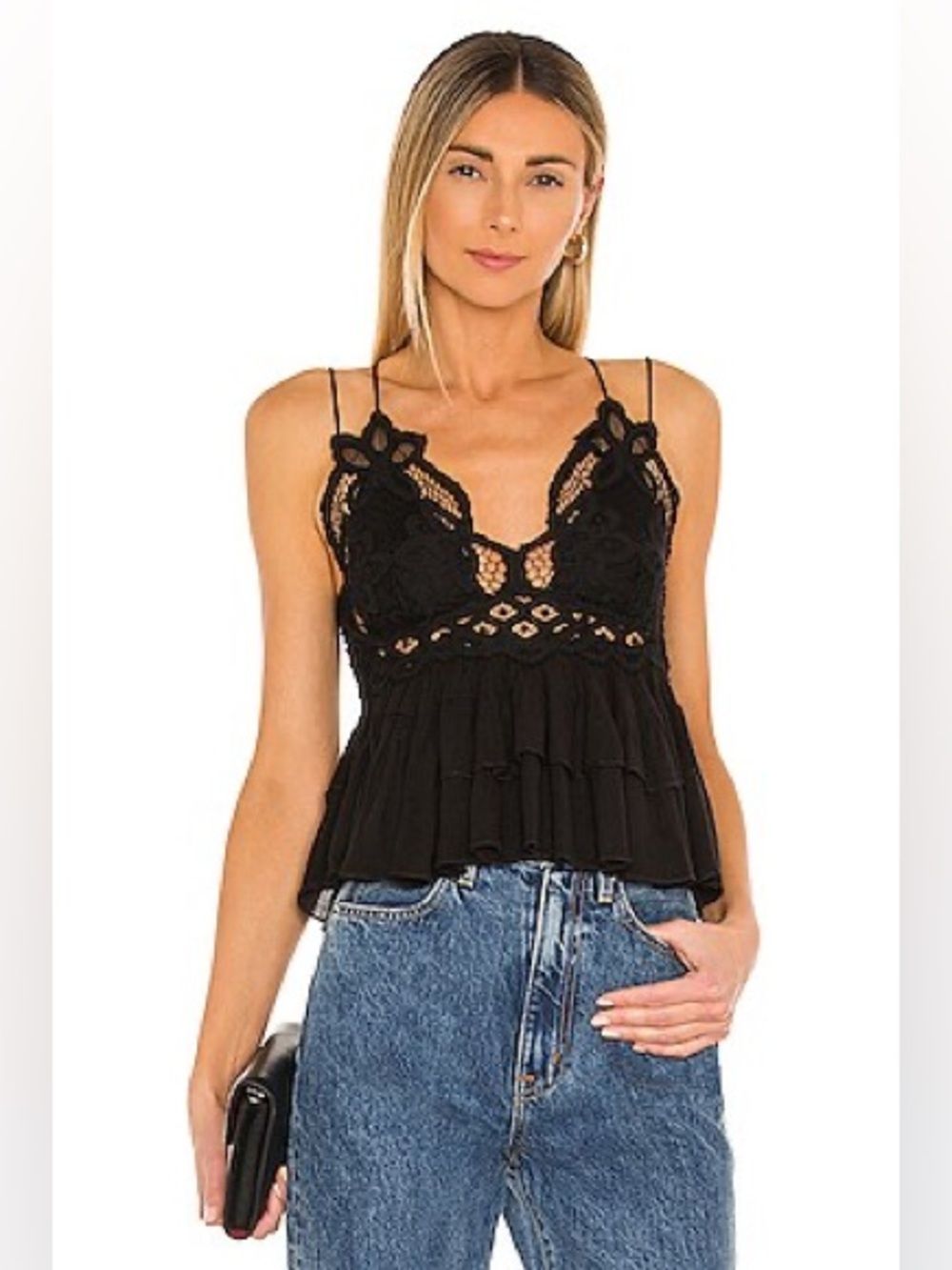Free People black adella cami tank size small